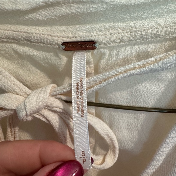 Free People Cream Blouse with Lace Sleeves - Picture 3 of 6